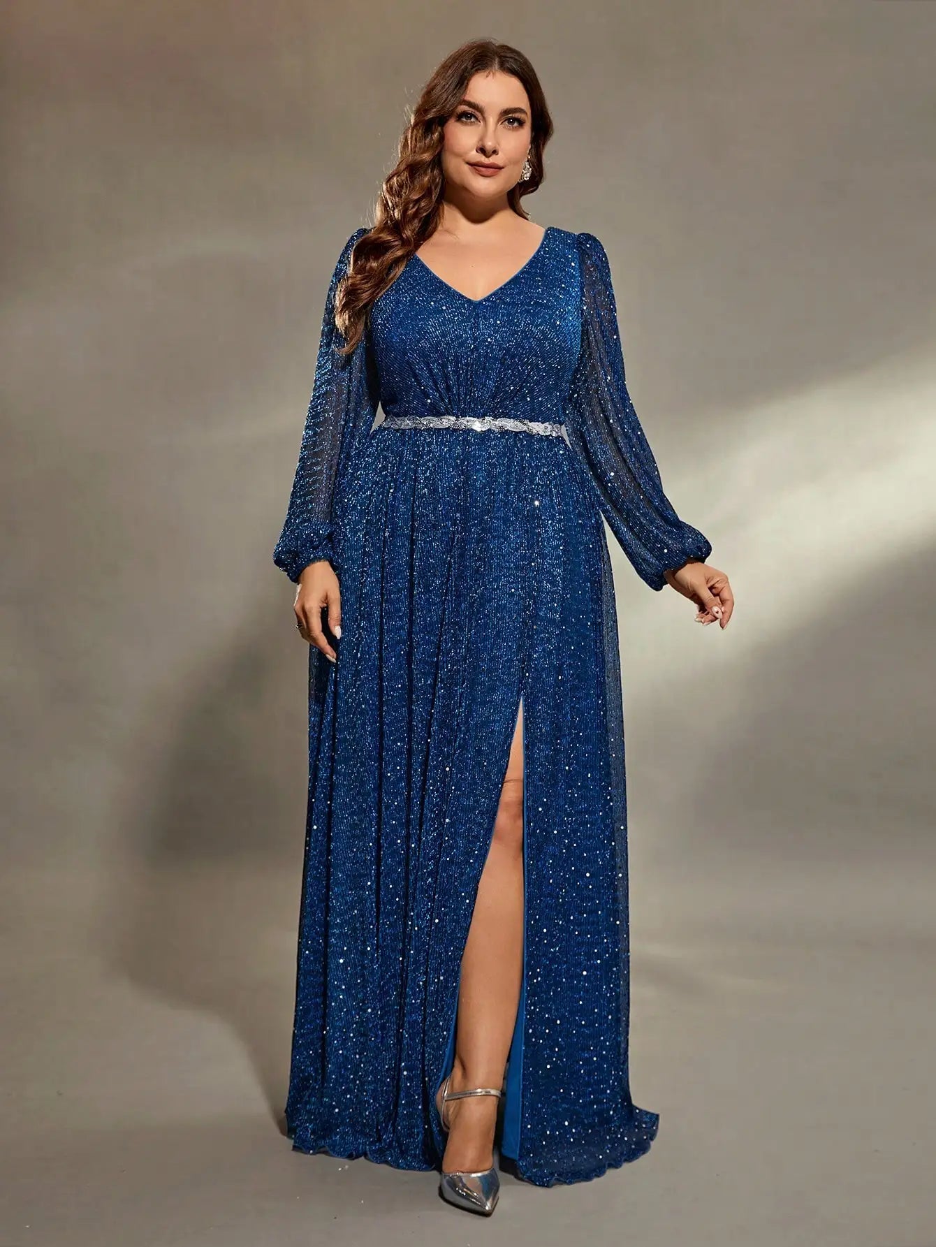 maxi dresses with back pocketsWomen's Sequin Slit Fashion Designer 4XL Long Dresses (Plus Size)