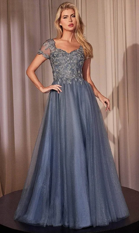 luxury prom dressesLadivine CM360 - Embroidered Short Sleeve Prom Dress