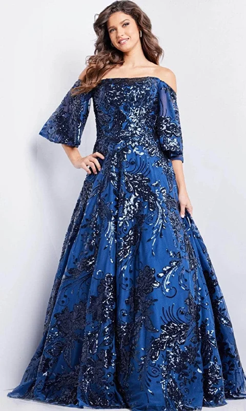 Formal Dress for Art GalleriesJovani 23765 - Off-Shoulder Bell Sleeve Gown