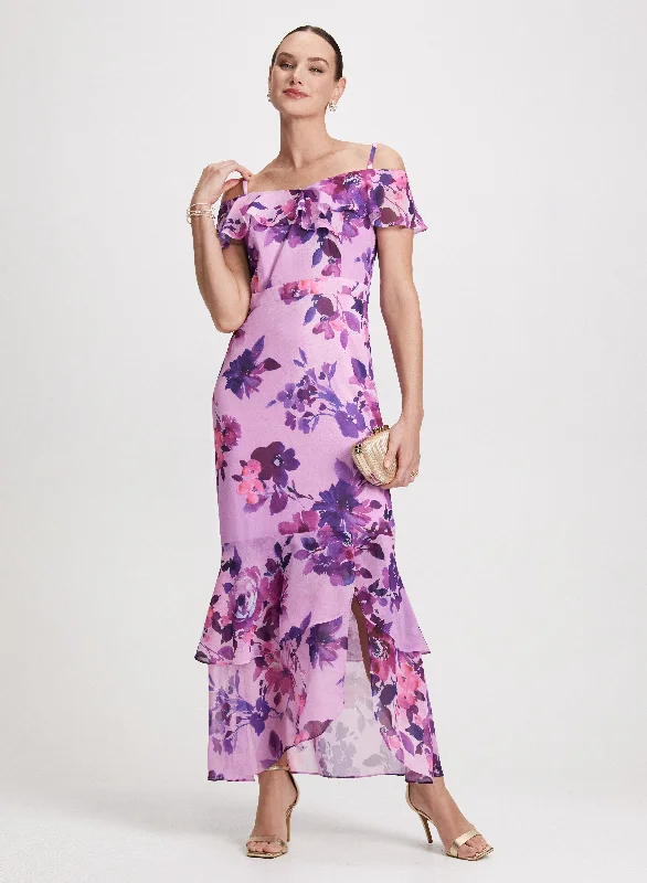 casual maxi dressesLong Floral Chiffon Dress