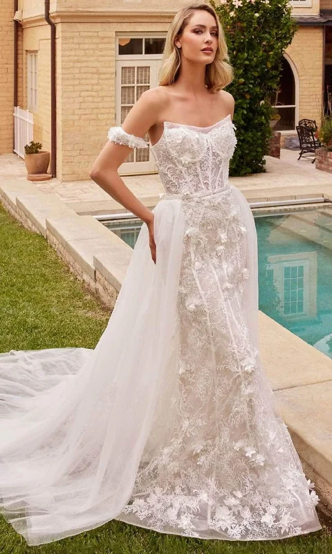 Formal Dress Rental ServicesLadivine CD861W - Strapless Lace Applique Embellished Bridal Gown