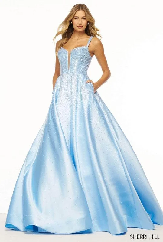 Formal Dress for Holiday PartiesSherri Hill 56106 - Plunging Neckline Beaded Ballgown