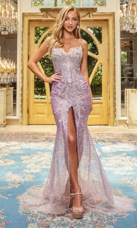 Formal Dress for DebutantesPortia and Scarlett - Ps22962 Thin Strapped Glittery Midslit Gown