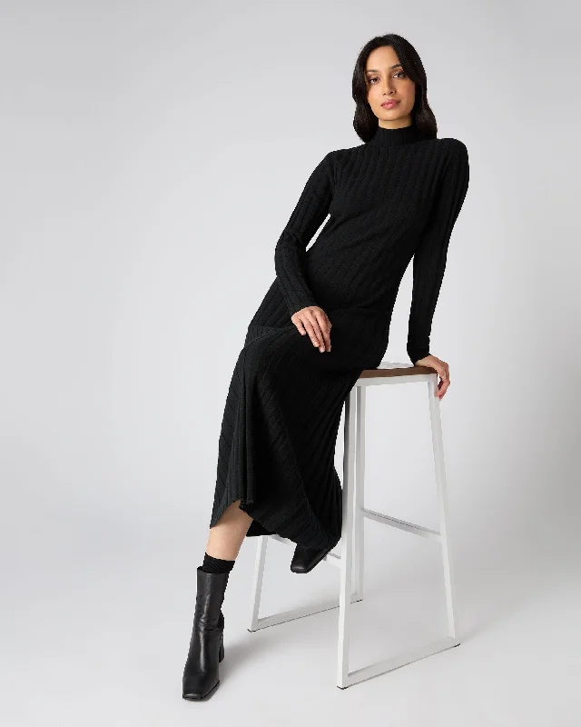 maxi dresses for cocktail partiesWomen's Long Ribbed Cashmere Dress Black