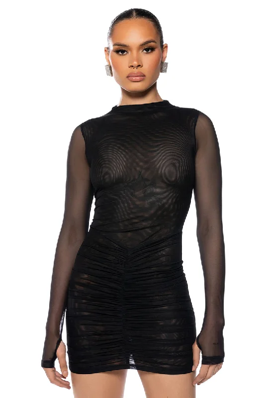 maxi dresses with sequined detailsMYSTERY WOMAN MESH LONGSLEEVE DRESS