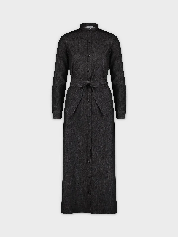 maxi dresses for music festivalsLONG SHIRTDRESS-BLACK DENIM