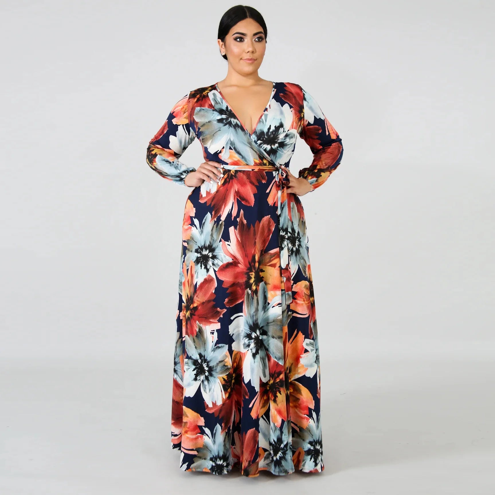 maxi dresses with high slitsWomen's Chiffon Loose 5XL Fashion Designer Long Dresses (Plus Size)