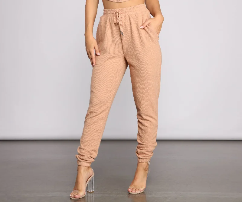 women's retro pantsCasually Slay Ribbed Knit Joggers