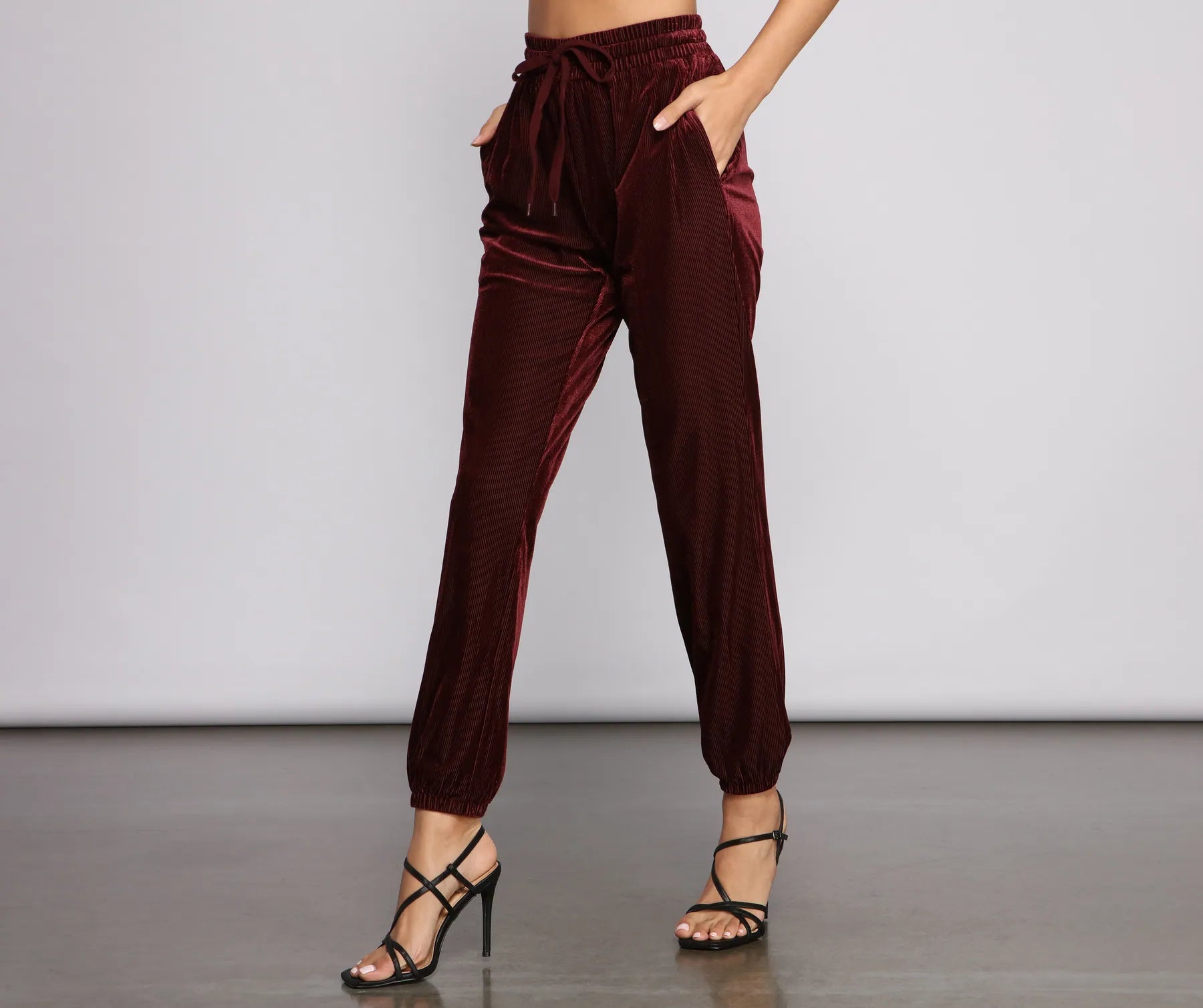 women's sophisticated pantsLuxe Velvet High Rise Joggers