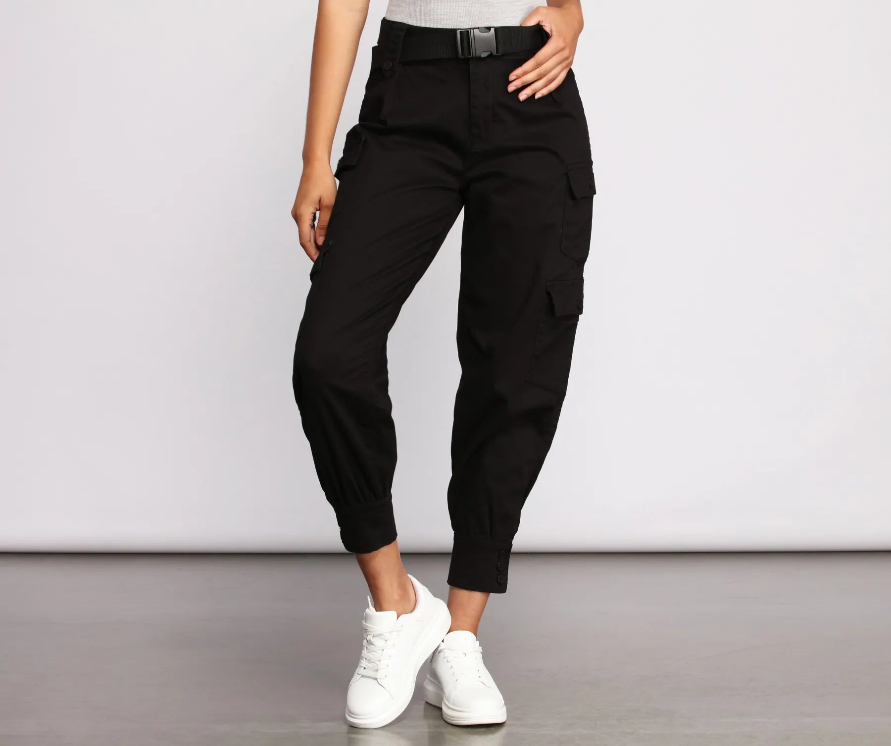 women's bootcut pantsBelted Cargo Joggers