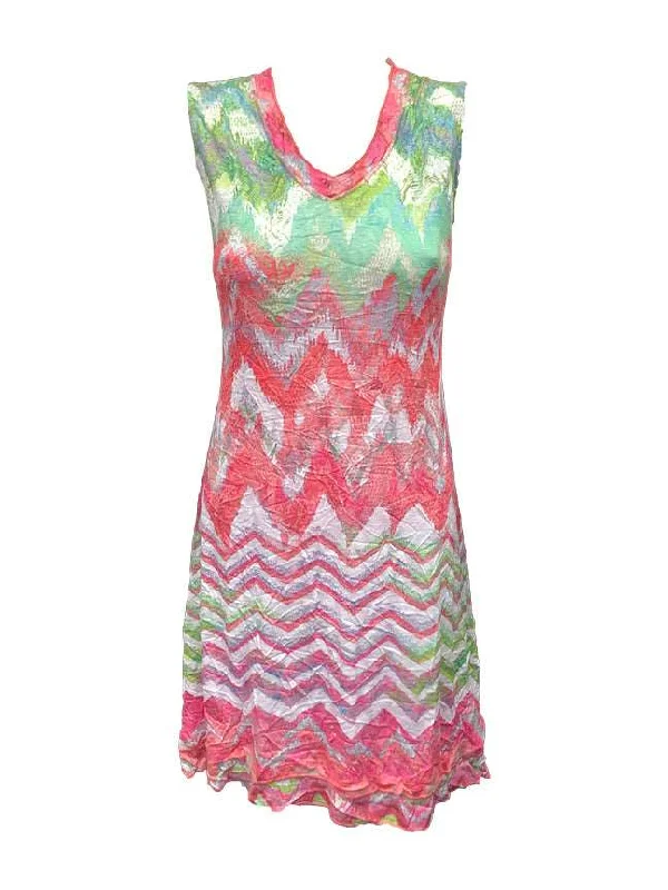 Sleeveless Dress In OrganzaCrushed Zag Sleeveless Dress