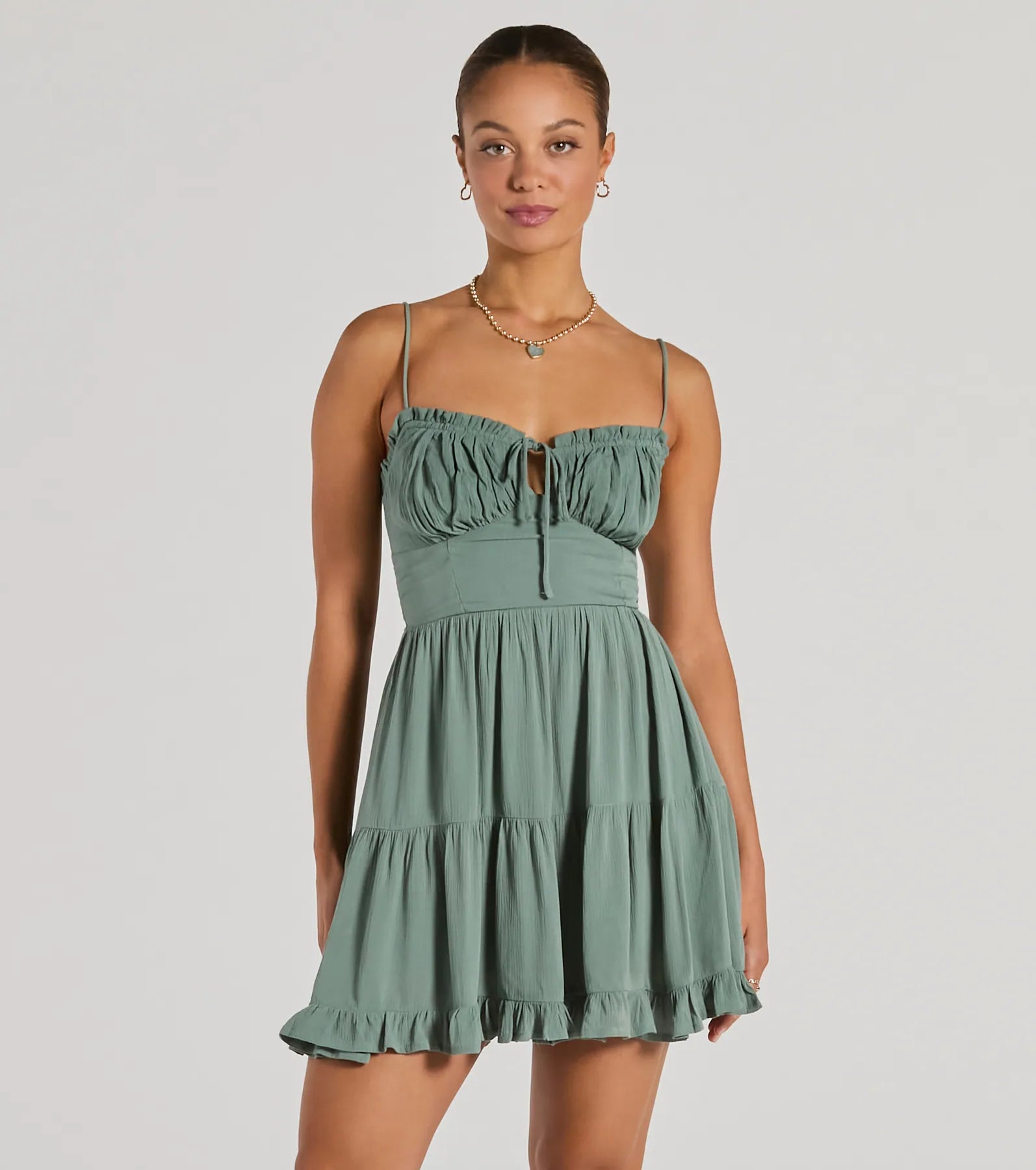 Sleeveless Dress With Button-Up BackA Sweet Look Sleeveless Ruffled Skater Dress