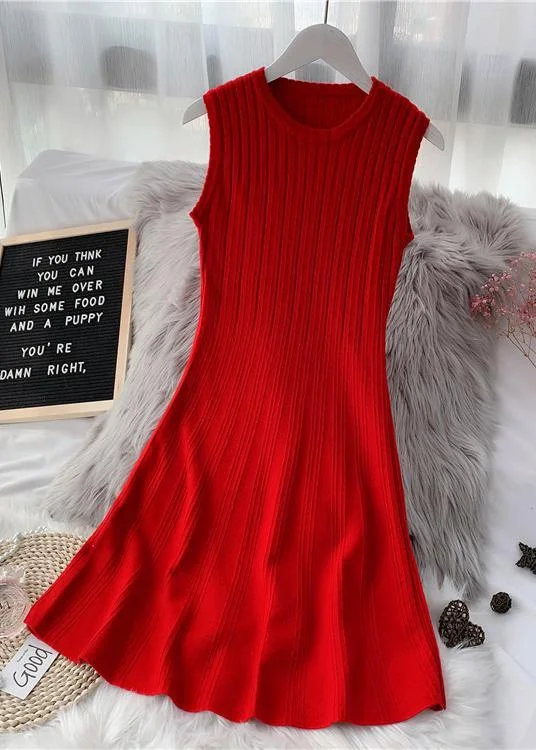 Sleeveless Dress ElegantPullover red Sweater weather DIY o neck sleeveless Funny fall sweater dresses