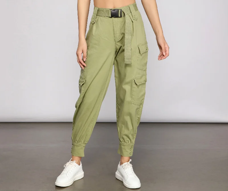 women's running pantsBoldly Belted Cargo Joggers