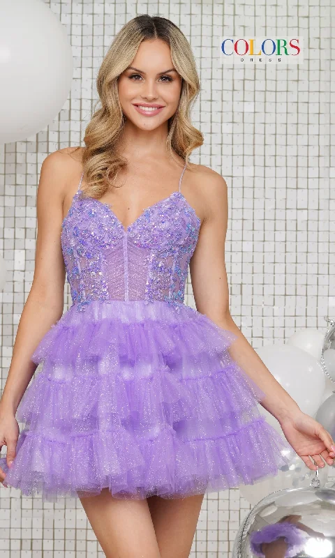 spring party dressesColors Dress Short Glitter Homecoming Dress 3346