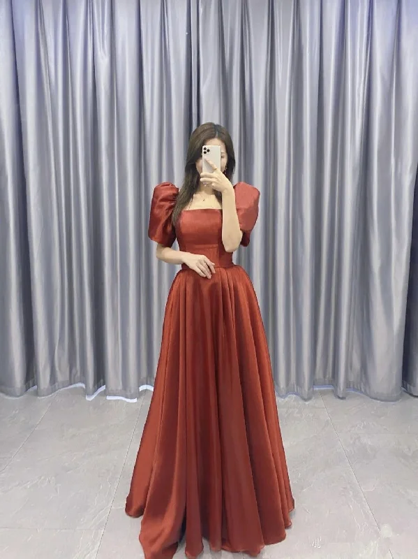 bachelor party dresses (for women)Modest A-line Satin Long Prom Dress Fashion Party Gown Y5142