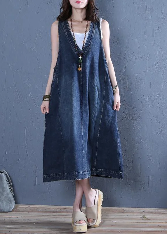 Sleeveless Dress For CasualChic v neck sleeveless cotton Fashion Ideas denim blue cotton robes Dresses