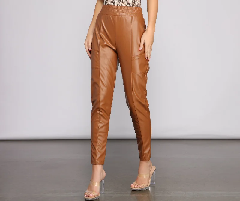 women's convertible pantsSleek And Chic Vibes Faux Leather Pants