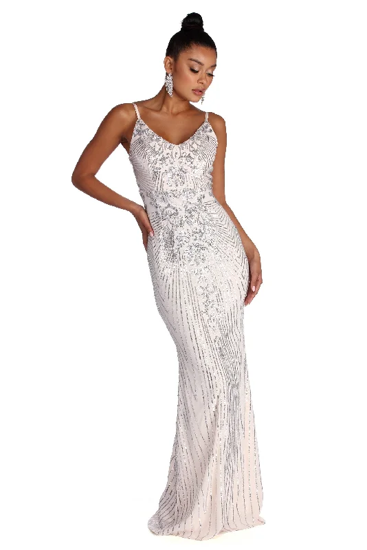 Sleeveless Dress BridalDelaney Formal Sleeveless Sequin Dress