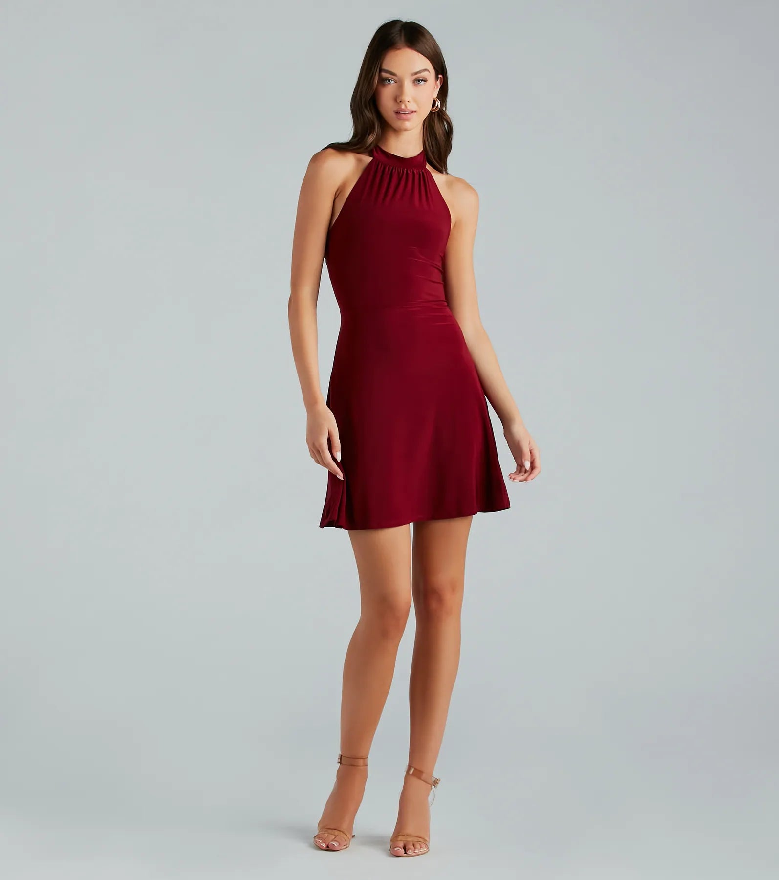 Sleeveless Dress With Cross-Back StrapsClassic Allure Sleeveless A-Line Short Dress