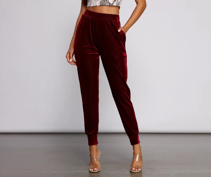 women's classic pantsaHigh Waist Luxe Velvet Pants