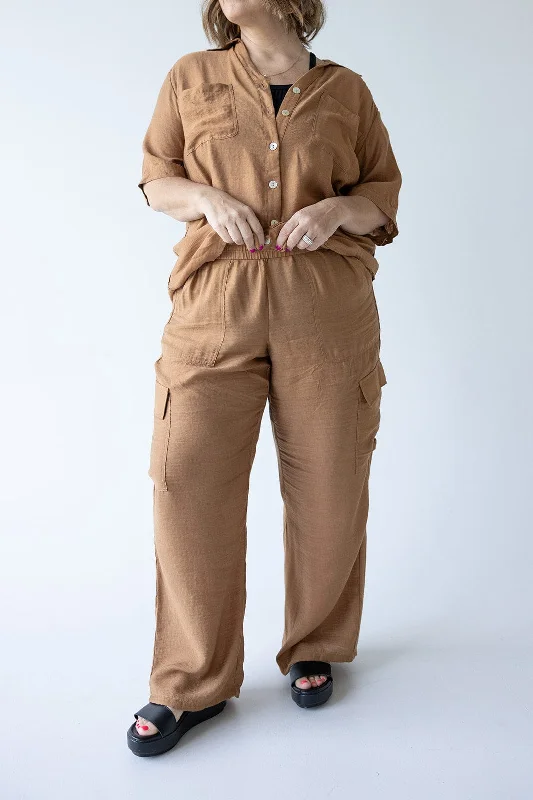 women's waterproof pantsFLOWY WIDE LEG CARGO PANTS IN URBAN BRONZE