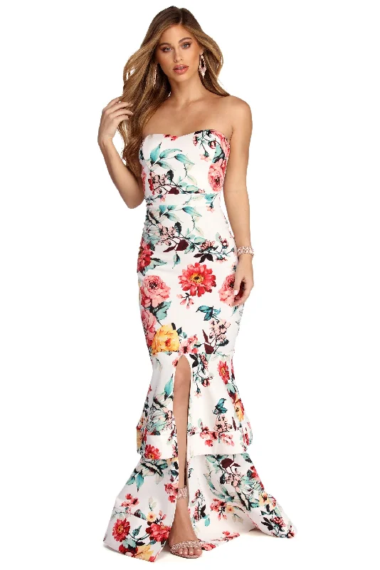 Sleeveless Dress With LaceAlecia Sleeveless Floral Mermaid Dress