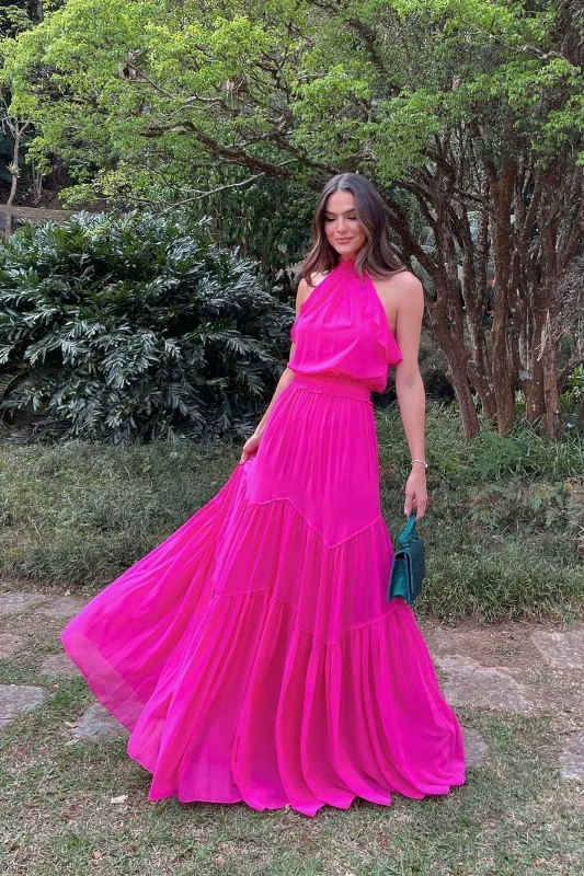 mermaid party dressesFuchsia A-line Long Prom Dress Fashion Party Gown Y5343