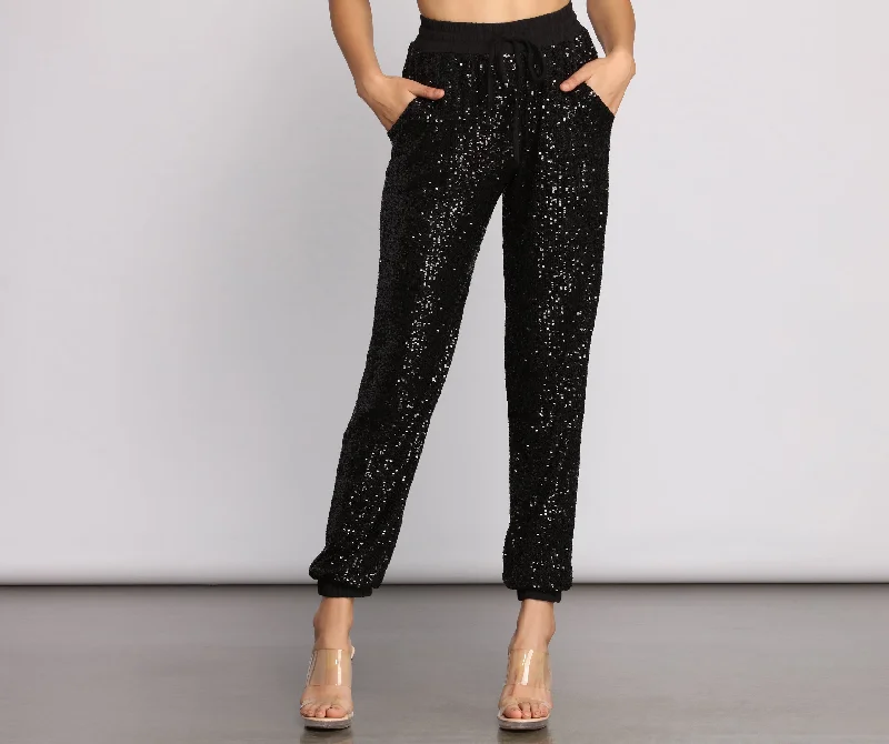 women's luxury pantsSequin Stunner High Waist Joggers