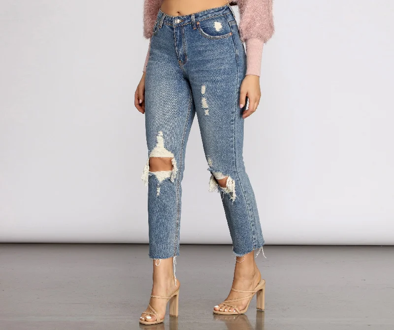 women's corduroy pantsHigh Waist Distressed Denim Pants