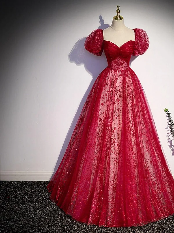 ball gown party dressesFantasy Red Princess Prom Dress,Evening Gowns,Graduation Bridesmaid Dress,Cocktail Dress,Fairy Gown,Elegant Party Dress,Wedding Party Dress