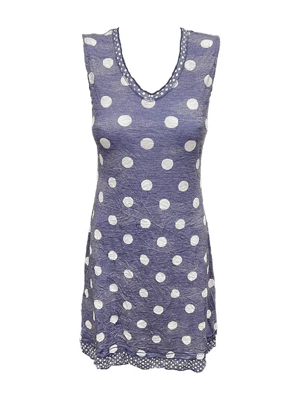 Sleeveless Dress In DenimCrushed Navy Sleeveless Dress