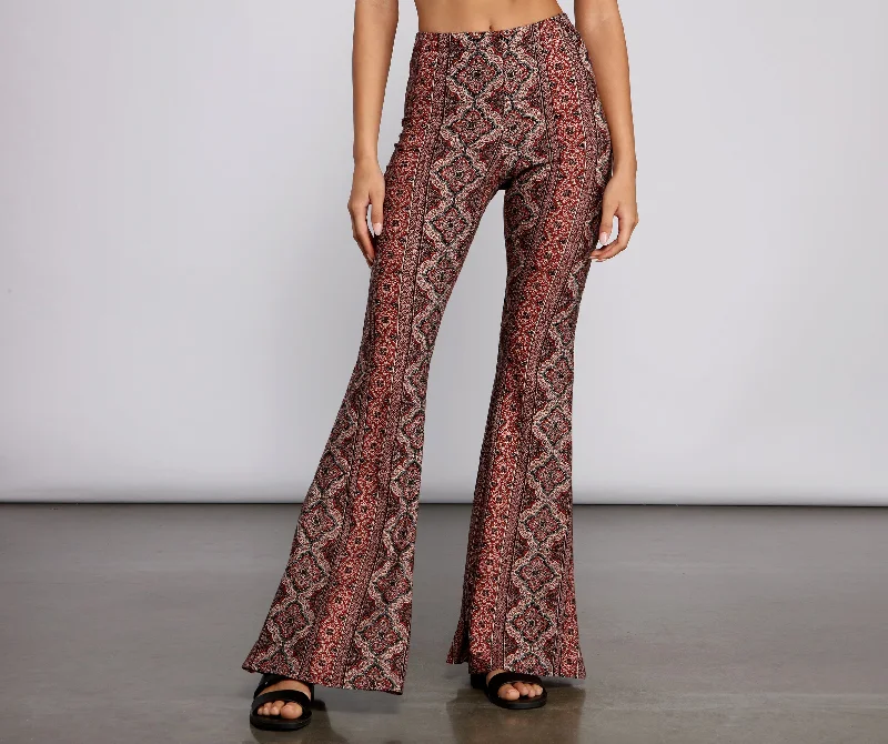 women's spring pantsBold Boho Vibes Flared Pants