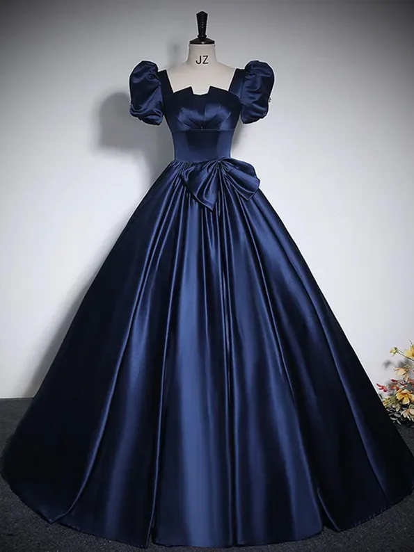 asymmetrical party dressesLuxury Blue Satin Prom Dress,Sweetheart Gown,Fairy prom dress,Wedding dress,Elegant party dress,Princess Bridesmaid Graduation Birthday Gown