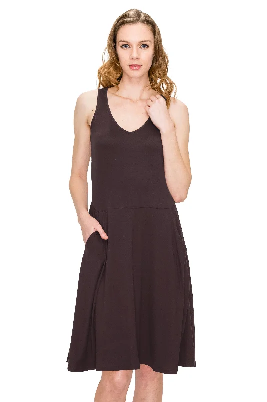 Sleeveless Dress With Keyhole BackSleeveless Loose Swing Tank Dress