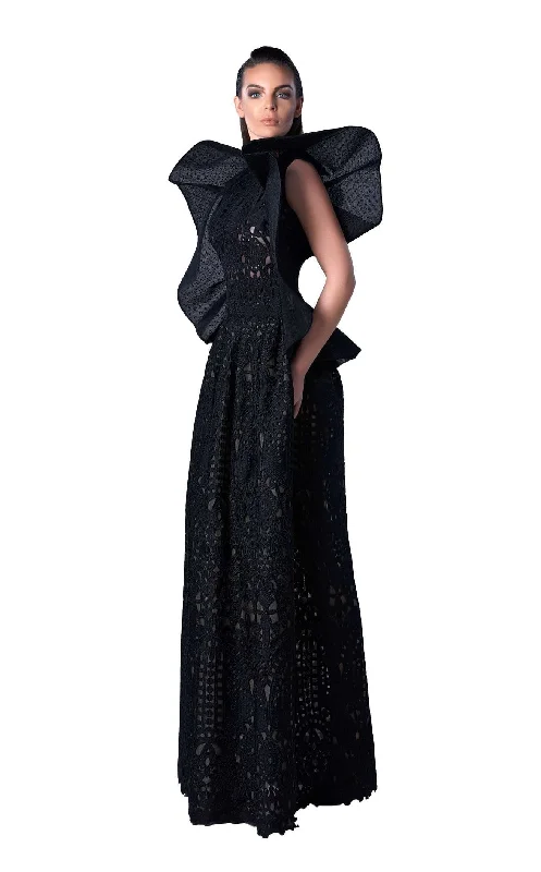 women's flutter-sleeved dressesEdward Arsouni Couture FW0428 Dress